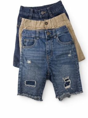 Denim and Tan Kids Shorts